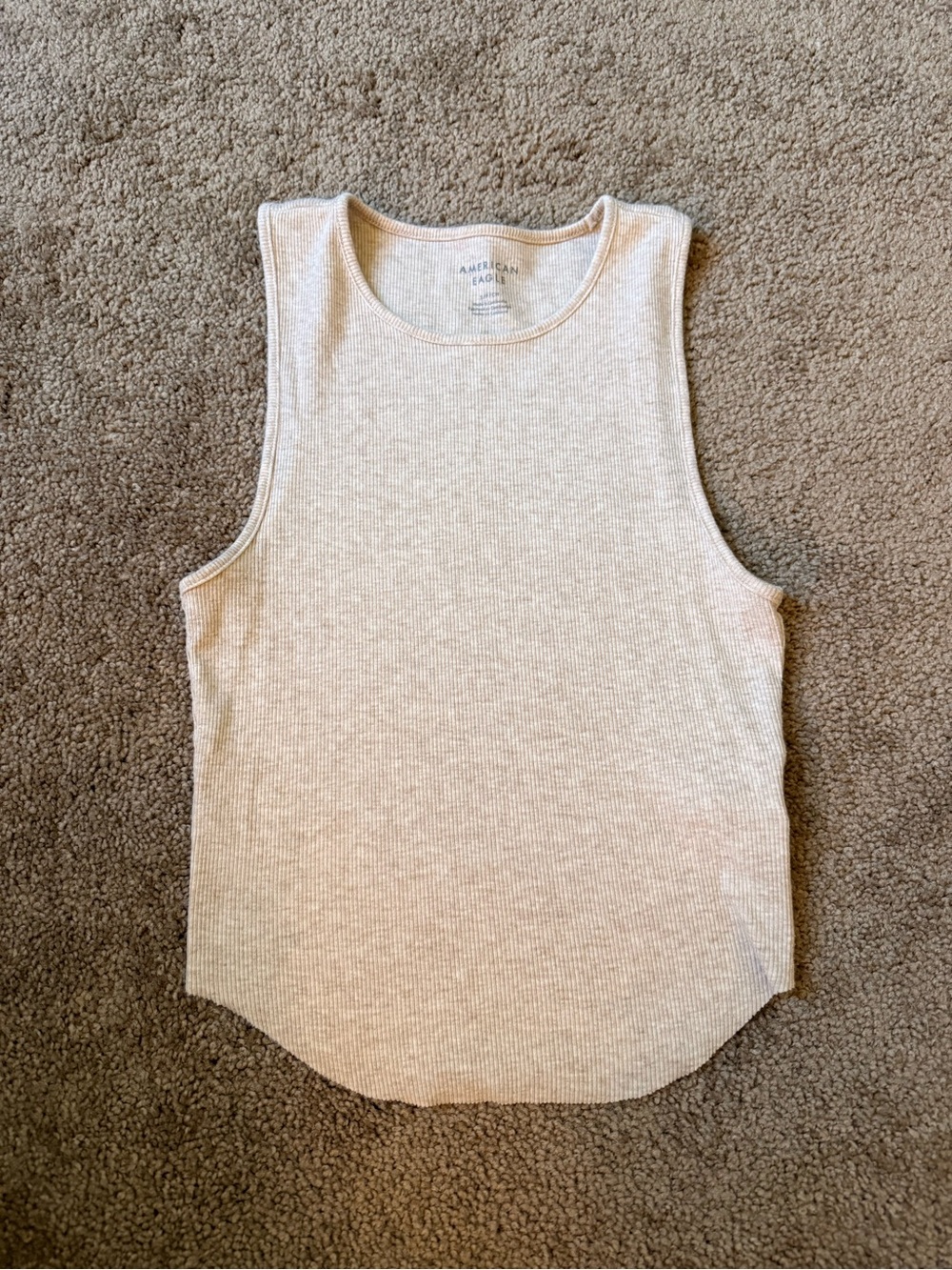 American Eagle Outfitters Cream Ribbed Sleeveless Tank